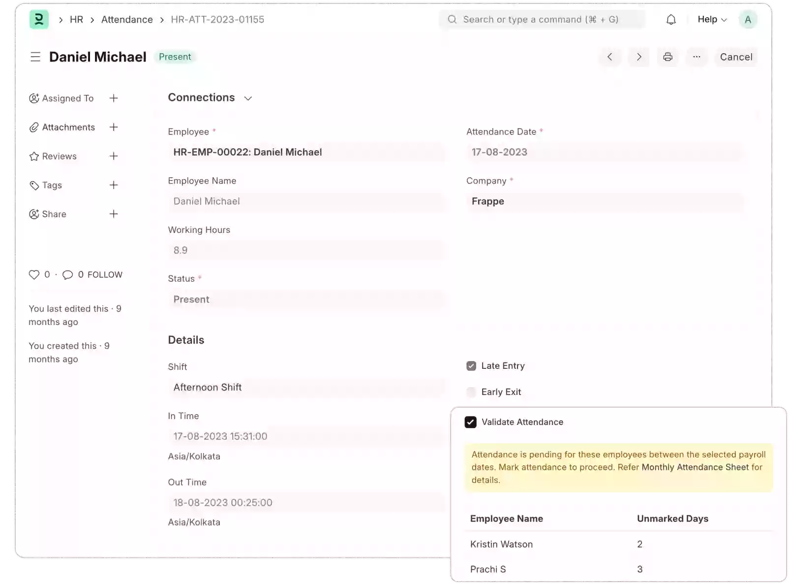 Auto-Attendance and Payroll Integration
